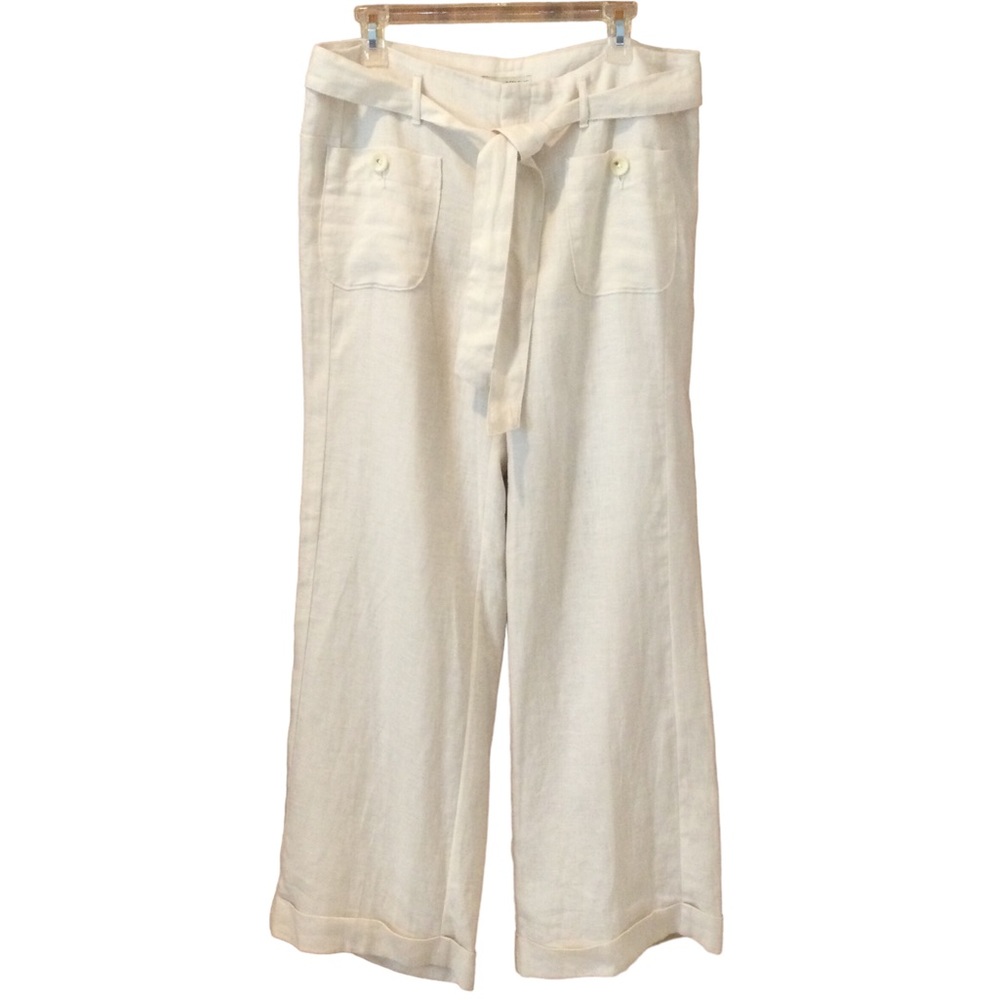 Banana Republic Factory Women’s wide-leg Linen Oatmeal Trousers Size 12